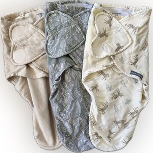 SwaddleMe 0-3M Cozy Baby Swaddle Trio - Beige, Gray-Green, Cream Never Used